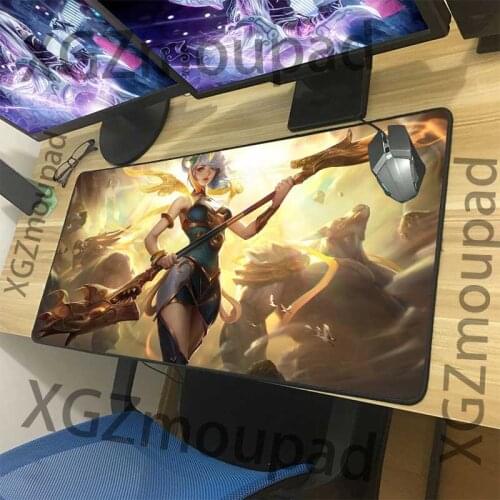 XGZ Comic Cute Girl Lux Large Gaming Mouse Pad Exquisite Black Lock Edge Home Computer Table Mat Coaster Non-slip Washable