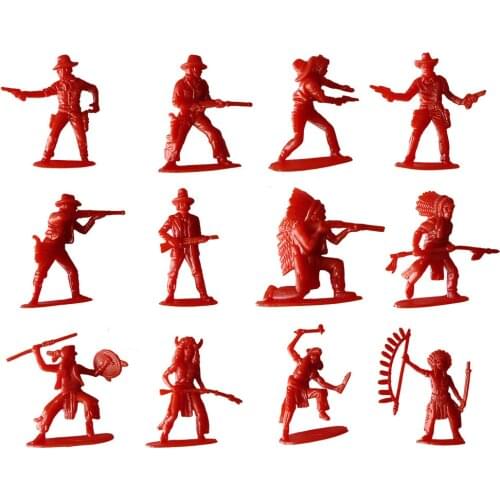 60pcs/lot Plastic Soldier Toys 5cm Hight Twelve Kinds of Styling Indigenous Indian Soldiers Cowboy Classic Retro Gifts for Kids