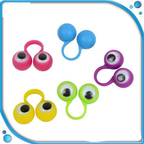 30pcs Kids Assorted Colors Gift Toys Birthday Xmas Eye Finger Puppets Plastic Rings with Wiggle Eyes Party Favors Supplies Toy
