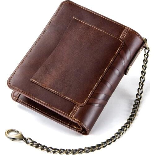 Vintage Crazy Horse Genuine Leather Wallet Men Wallet Slim Short Wallet Men Purse Male Money Clips RFID Money Bags High Quality