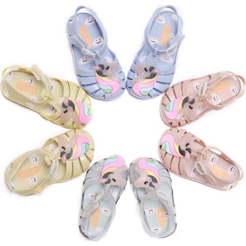Mini sed 2018 summer new Unicorn jelly childrens shoes boys and girls childrens shoes student shoes babys antiskid shoes
