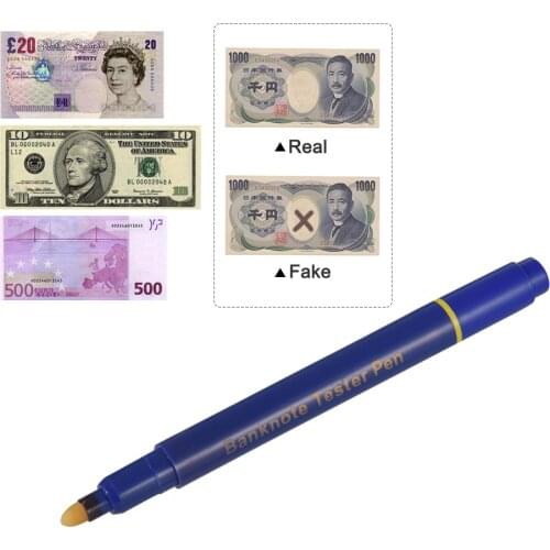 5PCS Mini Banknote Tester Pen Counterfeit Money Detector Pen with Ball Point Pen for US Dollar Euro Pound Yen Korean Won