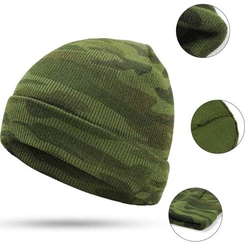 2021 New Winter Mens woman Knit Camouflage Hats Gorros Touca Camouflage Outdoor Warm Green Military Army caps bone