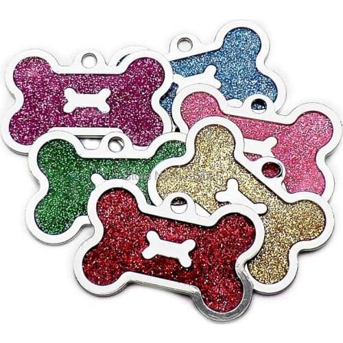 Wholesale 20pcs Bone Shape Pet id tag for dog Engraved id card Dog zinc alloy dog id Engraving text on Pet Tag Pendant Anti-lost