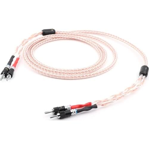 Pair 8TC 16 core HiFi Speaker Wire Speaker Cable with Rhodium Plated Banana Plugs 10AWG (OCC) Speaker wire Speaker Cable Hifi