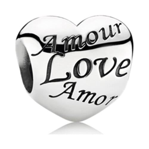 Fit Original Pandora Letters Amour Love Amor Clip Stopper Charms Bracelet Women DIY Heart Clips Beads for Jewelry Making Pulsera
