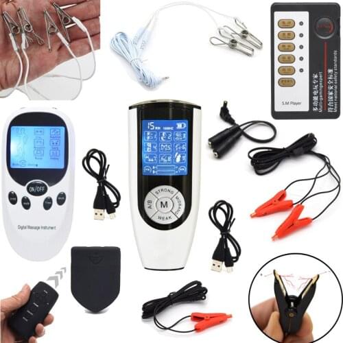 Electric Shock Nipple Clamps Labia Clip E-Stim Clitoris Massager Breast Enlarger BDSM Electrode Clip Couple Flirting Sex Toys