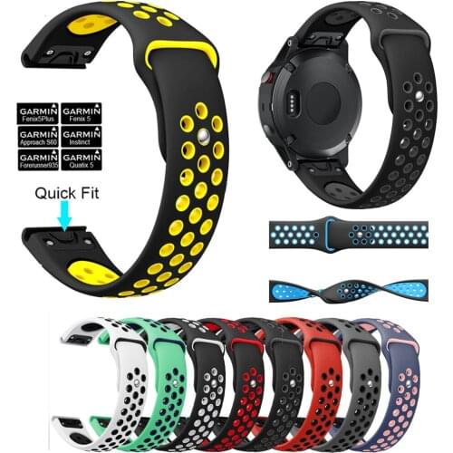22mm Watchband For Garmin Fenix 5/5 Plus Forerunner 935 Watch Quick Release Silicone Easy Fit Wrist Band Strap For Approach S60