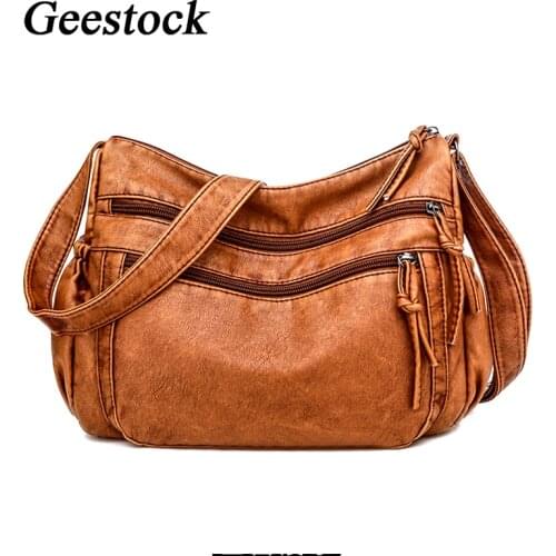 Geestock Luxury Vintage Shoulder Bag for Women Designer Soft Leather Saddle Bags Hand bag Crossbody Messenger Bag