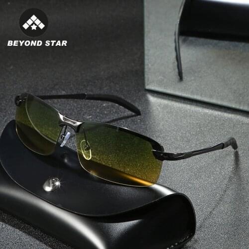 NEW Square Sports Sunglasses Polarized Uv400 Men Night Driving Yellow Len Semi-rimless Luxury Glasses For Man Gafas De Sol G3043