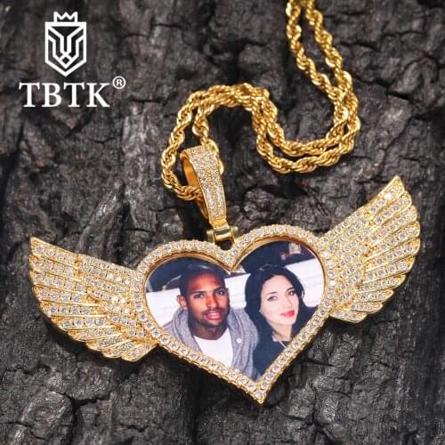 TBTK Love Wings Photo Pendant Custom Photo Cubic Zirconia Fashion Jewelry Men And Women 2020 New Style Drop Shipping