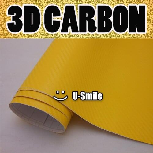 Premium 3D YELLOW Carbon Fiber Texture Vinyl Wrap Sticker Decal Film Sheet Car Wrapping Size:1.52X30M/Roll