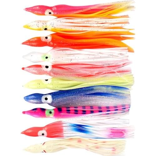 10pcs Soft Fishing Lures Vivid Sleeve-Fish Cuttlefish Squid Skirts Lures Baits Fishing Tackle Fishing Baits Mixed Color