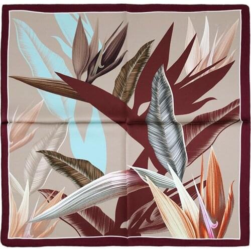 100% Silk Hair Scarf Women Handkerchief Printed Female Square Head Bandana Small Neck hijab Design Foulard Neckerchief 2021