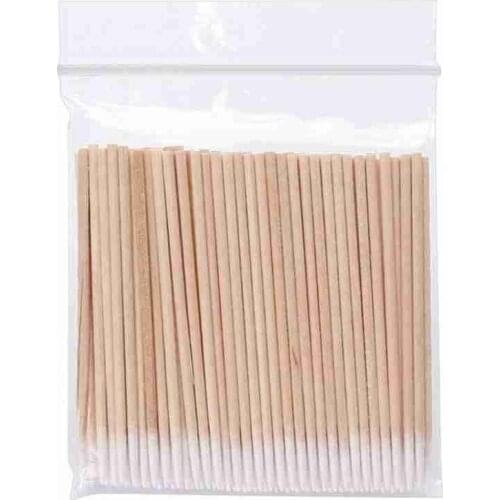 100pcs Disposable Ultra-small Cotton Swab Lint Free Micro Brushes Wood Cotton Buds Swabs Eyelash Extension Glue Removing Tools