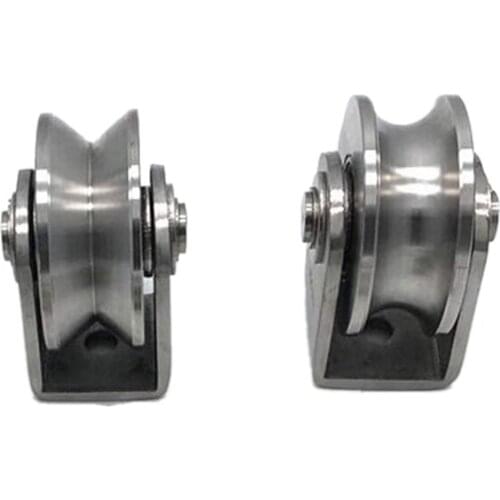 2Pcs 2 Inch Roller Wheel Bearings V /U Groove Pulley Wheels Detachable Heavy Duty Grooved Wheel for Material Handling