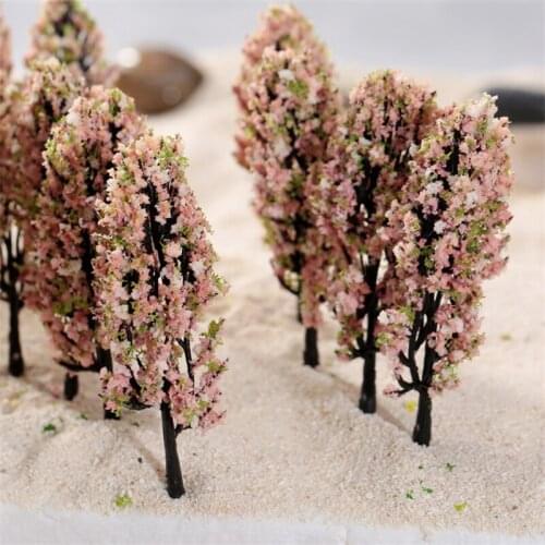 20Pcs 8cm Pink Model Flower Trees Railway Train Diorama Garden Scenery Landscape Layout OO HO Scale Artificial Decoration Plants