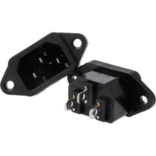 5 Pcs 3P IEC 320 C14 Male Plug Panel Power Inlet Sockets Connectors AC 250V 10A