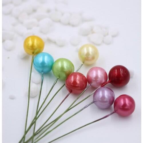 50pcs / Lot Mini Fake Small Berries Plastic Artificial Flower Fruit Stamens Cherry Pearl DIY Gift Box Decor Wreaths Wedding