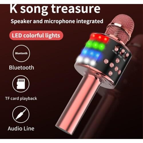 KaraokeWireless Microphone Handheld Bluetooth Mikrofono Mini Home Studio KTV Microfone for Music Player Twitch Gaming Streaming