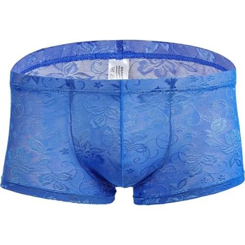 Male Underwear Boxers Lace Sexy Mens Lingerie Boxer Comfortable Solid Underpants Ropa Interior Hombre