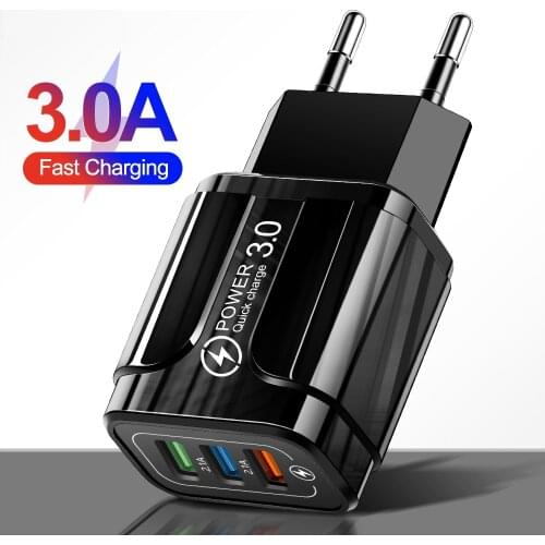 3USB Fast Chargers 3.0 Universal For iPhone 12 X 11 Huawei P40 Pro Samsung Xiaomi Mobile Phone Accessories Wall Quick Charger