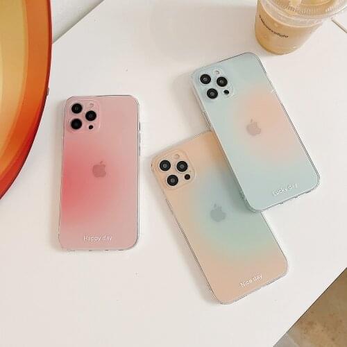 Transparent Watercolor Phone Case For iPhone 11 12 Pro Max 7 8 Plus XR X XS Max 12 Mini Gradient Shockproof Soft TPU Back Cover