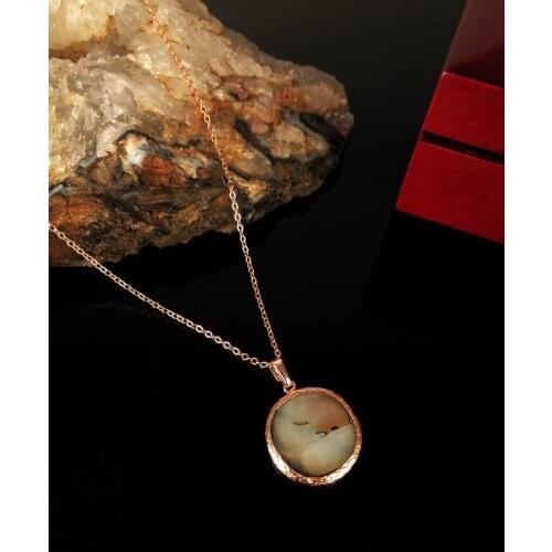 Dr Stone Natural Stone Women 'S Pearl Stone Rose Gold Plated Necklace KRB32 372867448