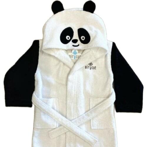 Kids Colar Fleece Panda Hooded Bathrobe Childrens Dressing Gown Bath Robe toalha de banho bebe For Girls Boys Pyjamas халат