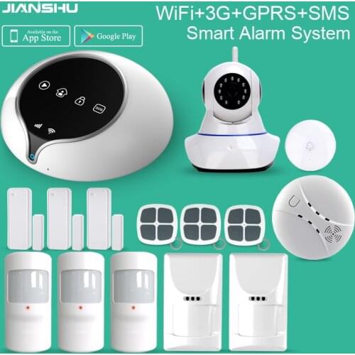 3G wifi Alarm System WIFI GPRS SMS Home burglar alarm work with 720P wifi IP cameras Pet immunity PIR detector sensor