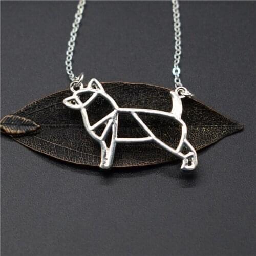Elfin New Origami Chihuahua Necklaces Gold Color Silver Color Animal Pet Jewellery Women Necklaces Geometric Jewellery Charm