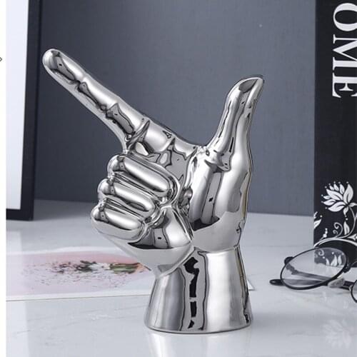 NORDIC CREATIVE PLATING GESTURE ART SCULPTURE FINGER FIGURINE CERAMICS CRAFT HOME DECORATION ACCESSORIES LIVING ROOM R3815