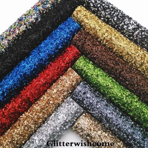 Glitterwishcome 21X29CM A4 Size Synthetic Leather, Chunky Glitter Leather fabric Vinyl for Bows, GM3143A