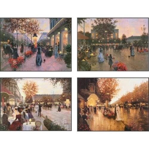 No frame classical figures light night landscape canvas printings oil painting printed on cotton wall art decoration picture