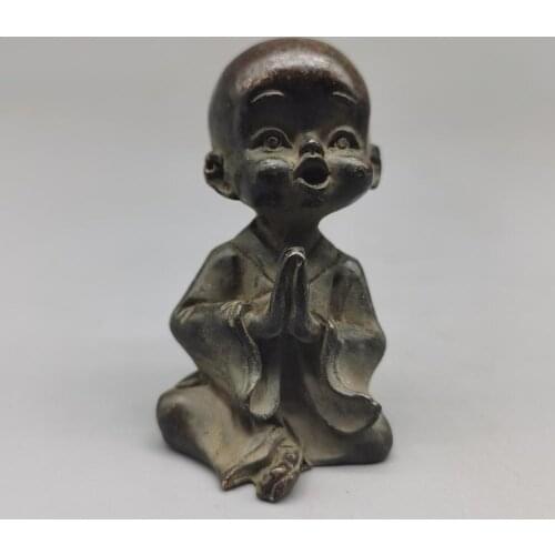 CHINA antique brass fengshui Little monk Statue Metal crafts family decor Ornaments