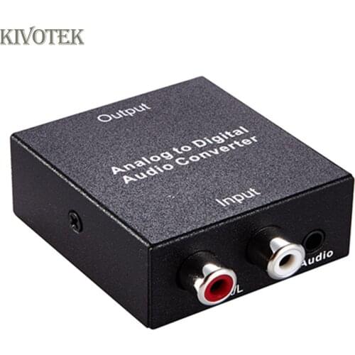 KIVOTEK 3PCS/LOT Analog to Digital Audio Converter,Input:2xRCA(L/R),3.5mm Audio,Output 1x Coaxial;1x Toslink Audi