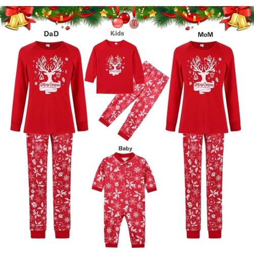 Christmas Father Mother Kids Clothes Top+Pants Family Matching Xmas Sleepwear Pjs Sets Baby Romper Adult Kids Home Clothing