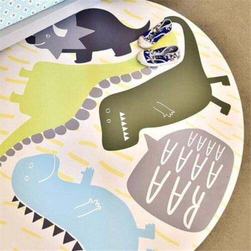 Round Dinasour Kids Rug Baby Play Mat 120cm Crawling Mat Rabbit Childrens Carpets Soft Floor Non-slip Blankets Soft Floor