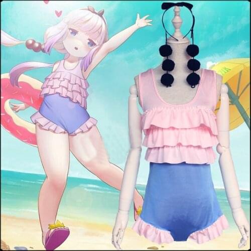 Miss Kobayashis Dragon Maid Kanna swimsuit swimwear Cosplay costume Halloween