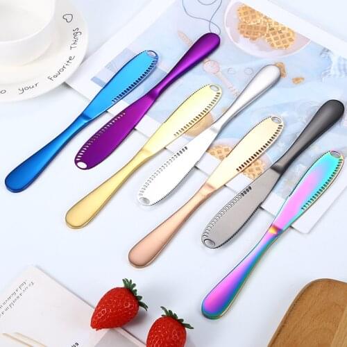 Hot Sale 430 Stainless Steel Butter Knife with Hole Cheese Knife Jam Knife Butter Knife Cut Cheese Wipe Bread