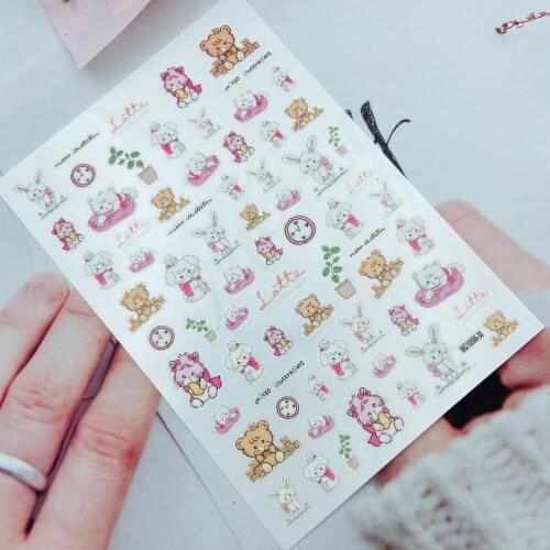 DIY Japanese Style Fashion Hot Selling Thin Light Traceless Nail Stickers Babies Girls, Boys & Lovely Baby Bears Dry Nail Decals
