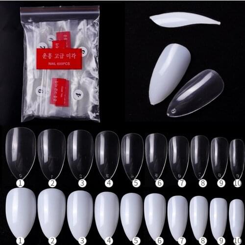 Nail Art False STILETTO Curved Clear French Nail Tips French Fake Faux Ongles Professional Pointed Nail Salon Artificial Nails