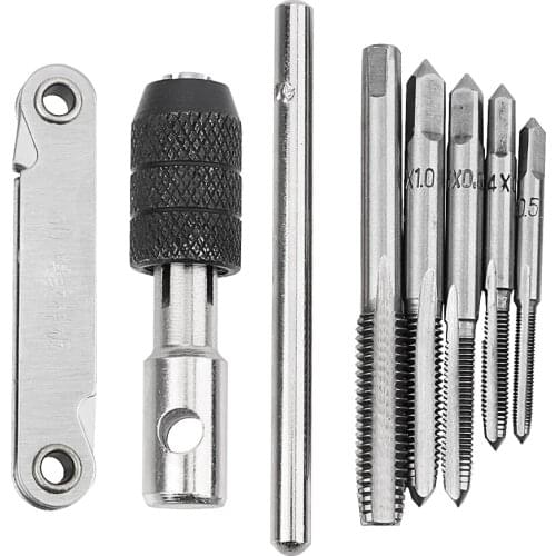 Machine Hand Tap Wrench Screw Tap Holder Screw Thread Taps Reamer 7pcs/set M3/M4/M5/M6/M8 60 degrees Thread Gauge
