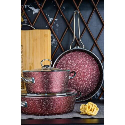 5 piece Ideal Granite Burgundy Pots Set