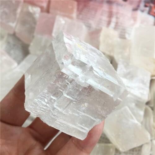 Natural Raw Iceland Spar Crystal Stone Calcite Rough Clear Calcspar Mineral Specimen Rough Stones Raw Original Stone Healing