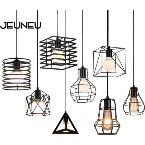 Retro Loft Industrial Pendant Lights E27 110V 220V LED Black Iron Cage Lamps for Kitchen Living Room Bedroom Aisle Restaurant