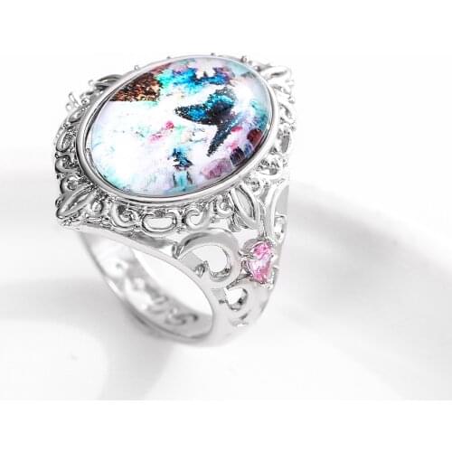 Popular New Female Best-selling Jewelry Fashion Temperament Color Zircon Ring European and American Style Wind Rings for Women