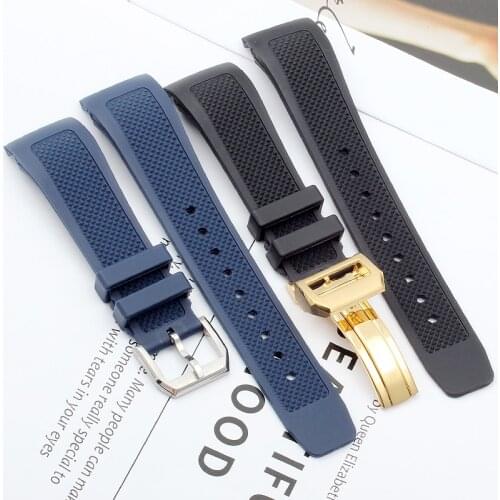 Curved End 22mm Silicone Rubber Watch band For IWC PORTUGIESER YACHT CLUB CHRONOGRAPH IW390502 390209 390211 Mens Watch Strap