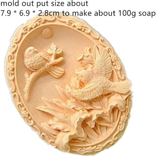 Bird Carved Soap Lily and Humming Pattern Handmade Soaps Mold Oval Craft Soap Making Silicone Mold