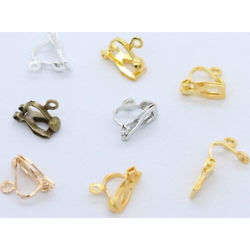 10p 5-color 10x13mm triangle shape No Pierced Clip On Earring Ear Clip Wires Earring Converter with Loop earring jewelry finding